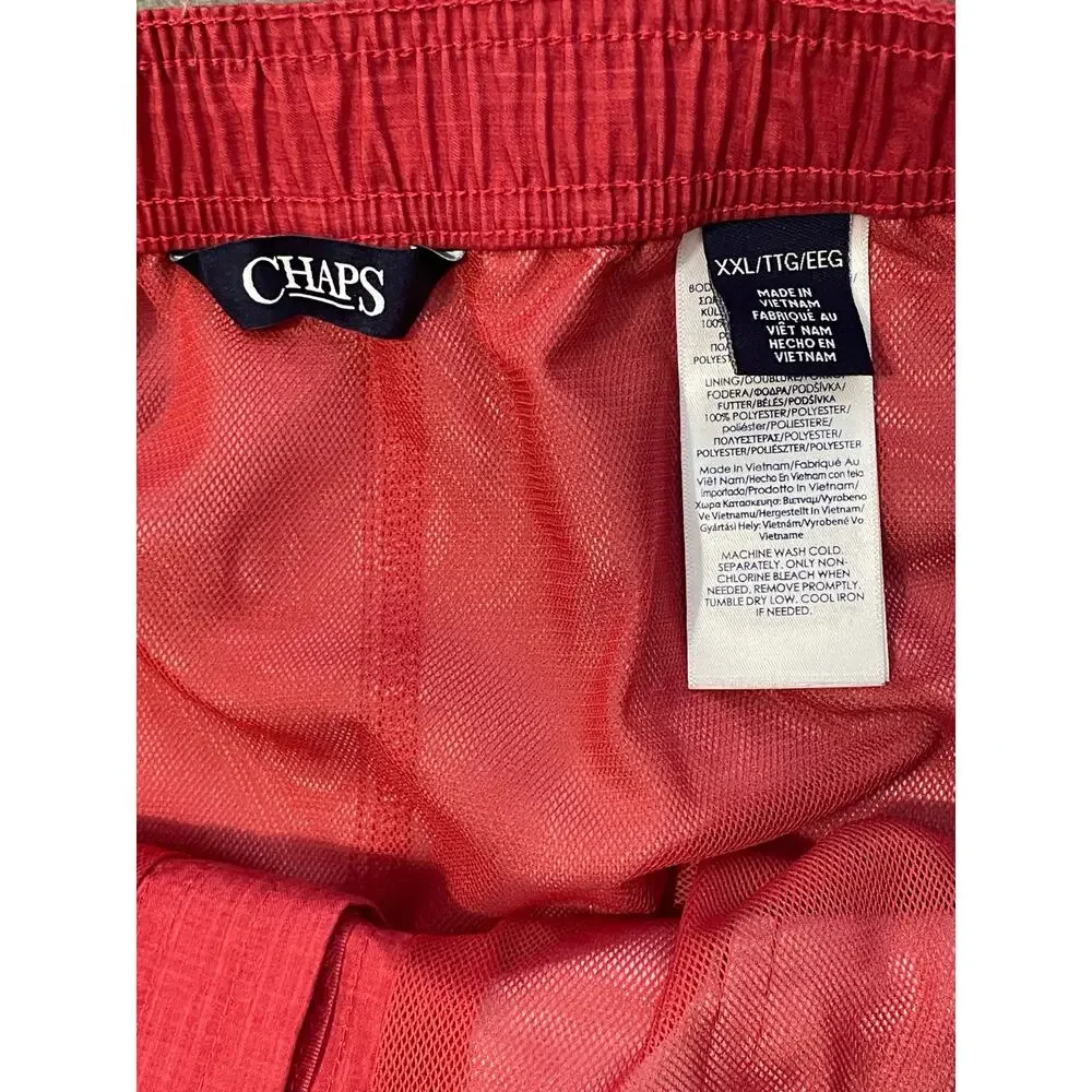 Chaps Men’s Swim Trunks Board Shorts Drawcord Waist Size XXL Red